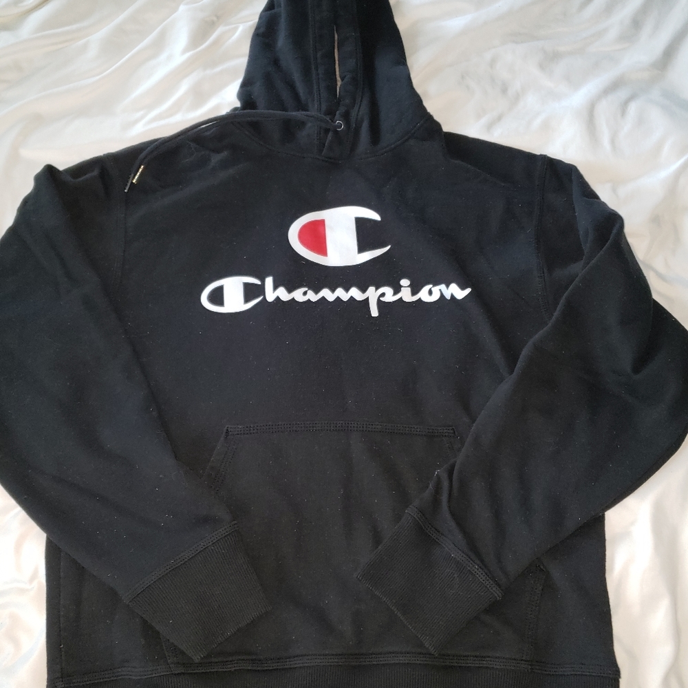 Champions black hoodie with logo on front size Medium - Picture 1 of 7